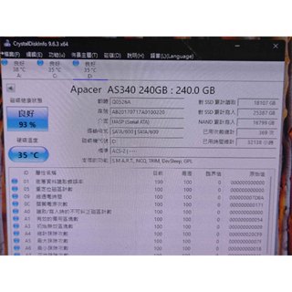 知飾家 二手良品 apacer 宇瞻 240G SSD 固態硬碟