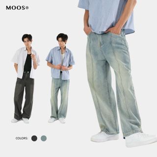 《內有穿搭影片》【KOREA MOOS】軟單寧中線寬鬆落地褲 直筒 落地褲 復古牛仔褲