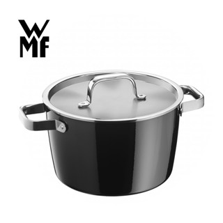 【贈不鏽鋼蒸盤+計時器】德國wmf fusiontec aromatic高身湯鍋 22cm 4.7l(黑色)