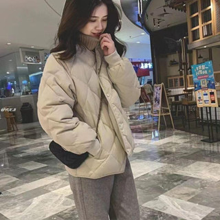 臺灣出貨🌱羽絨棉服 專櫃大牌清倉菱格短款羽絨棉服外套女冬季小個子夾棉保暖棉衣上衣 大尺碼外套 麵包服外套 冬季外套