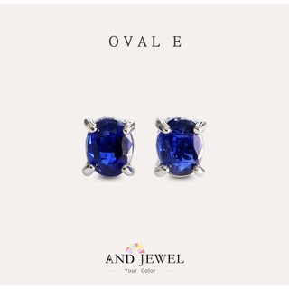 [安珠] 藍晶石 藍色 橢圓 4*5mm 耳環 經典系列 Oval E 寶石銀飾 AND JEWEL