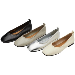 【Grace Gift】娃娃鞋 平底鞋 包鞋【時髦極簡剪裁方頭平底娃娃鞋】4色 35-40號 方頭鞋