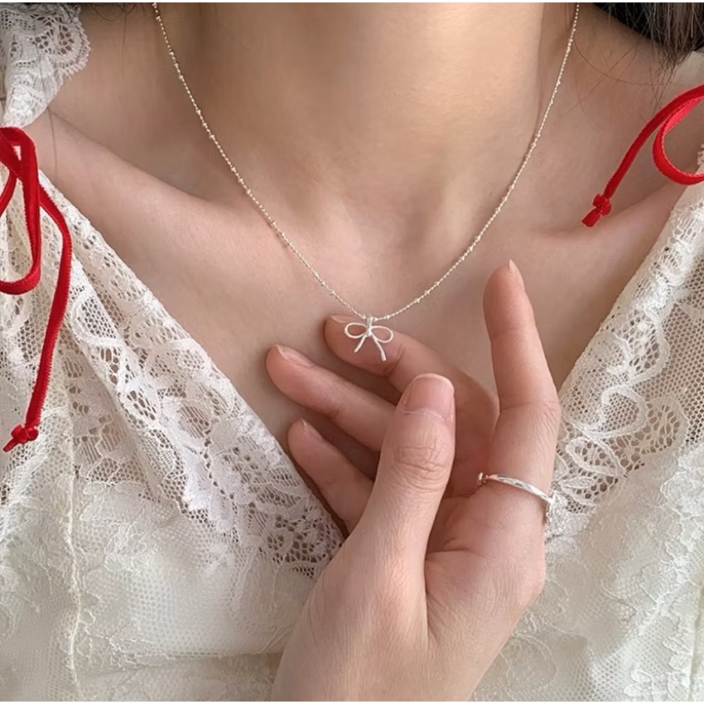 ✨mendy 💕台灣現貨 當日寄出💕簡約百搭 小巧可愛 氣質溫柔蝴蝶結項鍊 鎖骨鍊