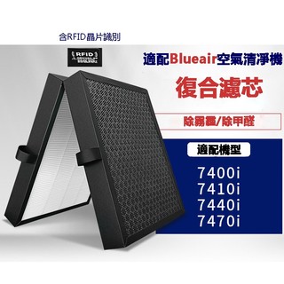 含RFID晶片識別 適用 Blueair 7400系列 7410i 7440i 7470i 複合式HEPA抗菌濾芯濾網