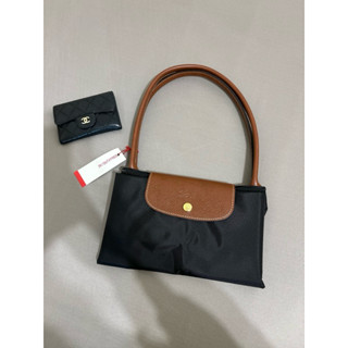 正品實拍 全新現貨 [Longchamp] LE PLIAGE ORIGINAL 長把 摺疊肩揹袋 水餃包- M 黑色