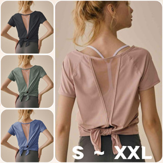 BELLA+臺灣現貨秒出🆕四色S~XXL春夏美背健身服瑜珈服女寬鬆顯瘦網眼拼接短袖性感健身T卹半袖透氣運動上衣