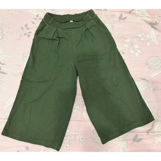 Uniqlo 大童墨綠色七分寬褲L號
