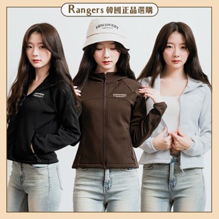 郵寄兵．現貨 DISCOVERY 韓國 女版 立體矽膠小標 太空棉 外套 連帽 內裡短羊羔毛 女生外套 保暖 戶外