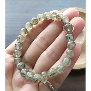 出清綠碧璽+綠髮晶圓珠手鍊手串手珠