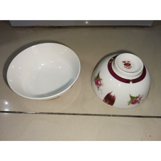 臺灣懷舊早期 大同磁器 紫紅漆 玫瑰花 2入組100元 陶瓷大碗 飯碗 絕版老件 胭脂紅花瓷碗 陶瓷碗 直徑約11公分