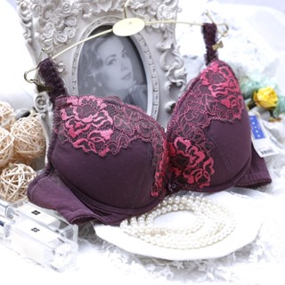 拜金的店 思薇爾內衣 Catou (70D=32D) C231003 LW 紫紅蕾絲內衣