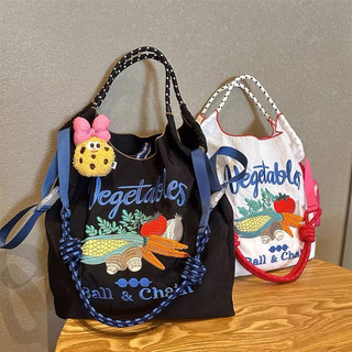 日本代購ball&chain刺繡 蔬果 挎帆布包購物袋通勤包包