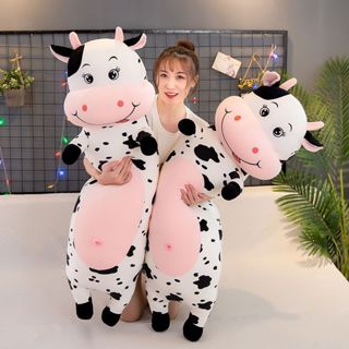 【聚可愛】可愛奶牛抱枕 大號模擬牛長條抱枕 夾腿長條枕 午睡枕頭 毛絨抱枕 男女朋友禮物 陪睡長枕頭 動物抱枕 交換禮物