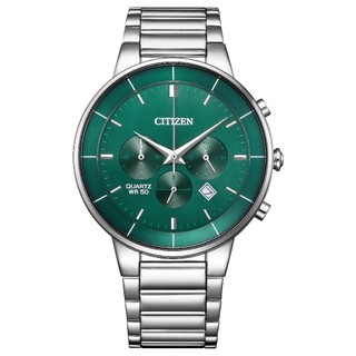 【柏儷鐘錶】Citizen 星辰 星辰錶 三眼計時 不鏽鋼 手錶 石英錶 綠 42mm AN8220-52X