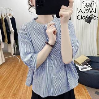 【Wow Classic.】A376春夏燈籠袖純棉褶皺顯瘦五分袖襯衫