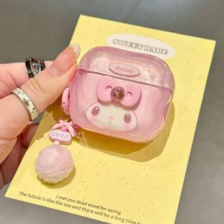 三麗鷗 美樂蒂 粉色蝴蝶結 軟殼 適用於AirPods Pro 2代保護套 airpods4耳機殼 蘋果降噪藍芽耳機套