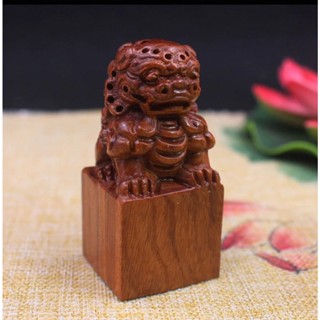 順心坊 北京獅印章 花梨木 開運擺件 獅子印章 宮印 公司章 工藝品 木頭印章