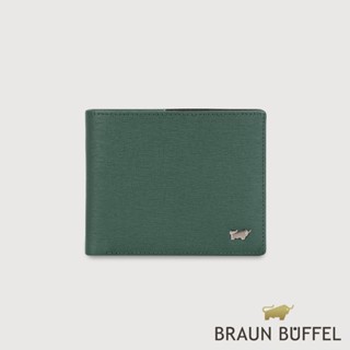 【BRAUN BUFFEL 德國小金牛】臺灣總代理 瓦拉頓 5卡透明窗皮夾-深綠色/BF397-316-TG