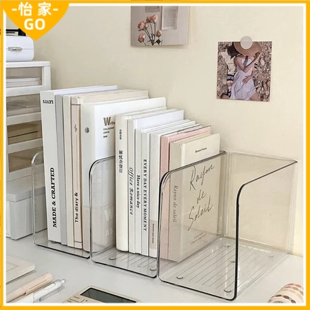 台灣現貨🔥Ins風 透明壓克力書架 透明收納盒 書架 桌面收納 透明書架 辦公室置物架 書本書籍收納盒 學生書本置物架