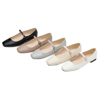 【Grace Gift】瑪莉珍鞋 包鞋 瑪麗珍【氣質甜心方頭平底瑪莉珍鞋】5色 35-43號 大尺碼 平底鞋
