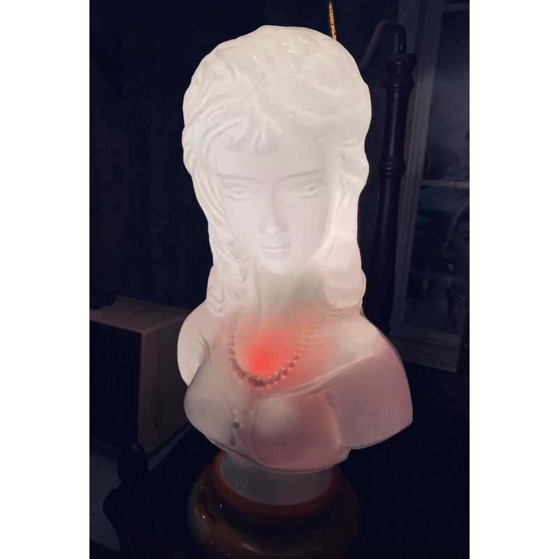 早期 維納斯 女神 奶油燈 牛奶燈 日據 古董 老燈 桌燈 氣氛燈 玻璃燈 美女 公主
