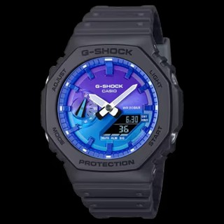 CASIO 卡西歐 G-SHOCK 漸層煙霧 絢麗火焰 八角形雙顯錶 - 藍 (GA-2100FL-1A)[ 秀時堂 ]