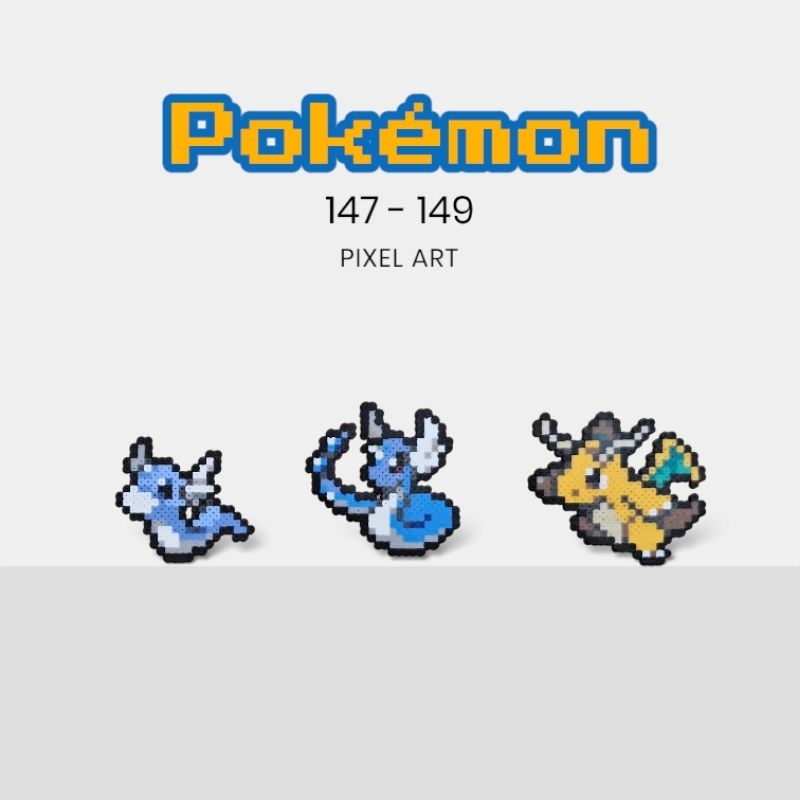 【拼豆成品】寶可夢 Pokémon_147-149 [迷你龍、哈克龍、快龍] (客訂)