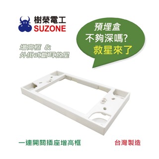 【樹榮電工SUZONE】一連開關插座增高框/明盒框/台灣製造