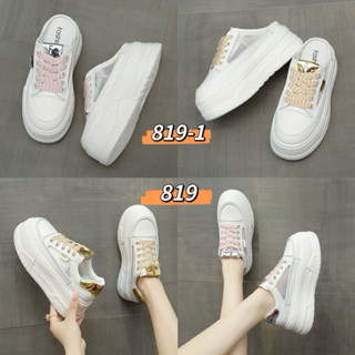 【YoHo shoes】增高懶人鞋 漁夫鞋 平底休閒鞋 體閒鞋 懶人鞋 綁帶鞋 餅乾鞋 小白鞋#819/819-1