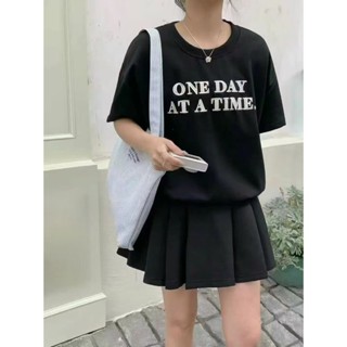 CHILL現貨 韓系少女感英字腰抽繩套裝(上衣＋褲裙) 兩件式 拼接蕾絲套裝 女生休閒套裝 套裝 休閒洋裝 女生 預購