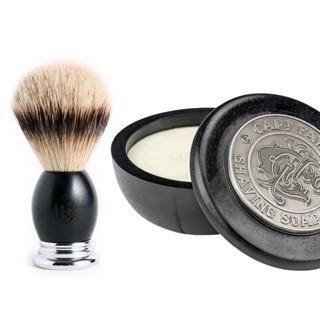英國 Grand Manner 特級銀尖獾毛 黑檀木刮鬍刷 & Captain 刮鬍皂＋刮鬍碗（刮鬍膏 刮鬍泡 鬍皂碗