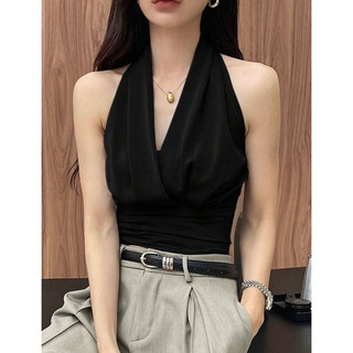 WEILI 韓系性感露背女式垂領無袖氣質背心