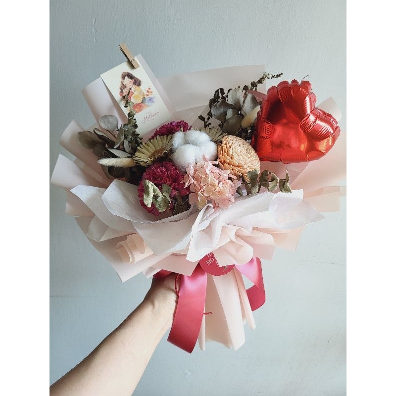 NICE DAY 畢業花束老師 畢業花束 媽媽 乾燥花束 永生花 母親節 永生花束 滿天星 康乃馨 花束 畢業 授袍