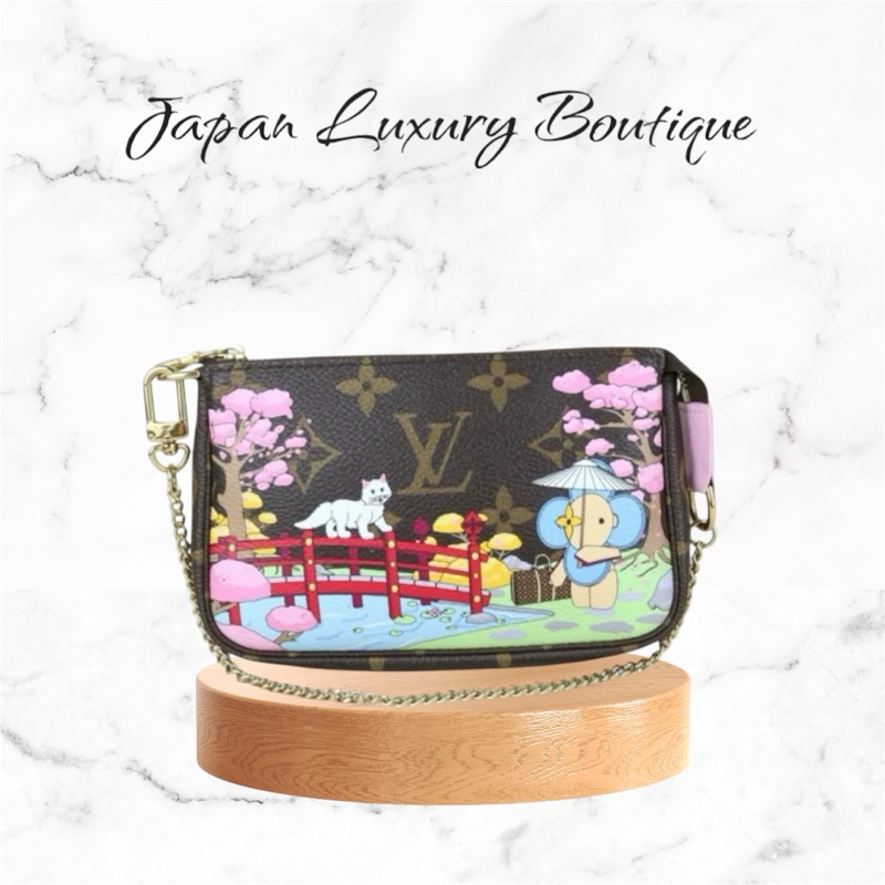 「JL精品代購」 98新 LV 限量 櫻花貓咪麻將包