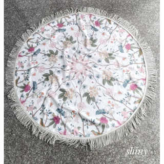 shiny露營美學英式花卉沙灘巾 防水桌巾 防水地布 白色美學 戶外野餐地布桌巾地毯