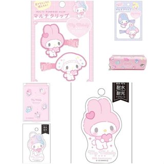 ♥小玫瑰日本精品♥ 美樂蒂 造型髮夾2入組 拉鍊筆袋 化妝包 造型貼紙 裝飾貼 迷你折疊鏡 隨身鏡(50週年) ~3