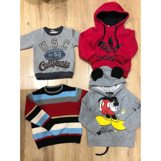 （4件）正韓、uniqlo、金安德森、Disney 幼兒保暖刷毛長袖上衣 幼童羊毛針織上衣厚棉刷絨兒童帽T100cm