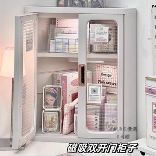 熱賣 櫥櫃 收納櫃 置物架 桌上收納 置物架 桌上收納櫃 櫃子收納櫃 ins風學生書桌轉角雙開門小櫃子桌面書本收納櫃文具
