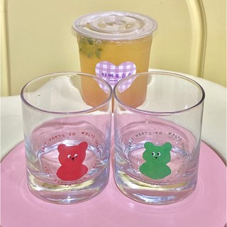 〈臺灣出貨〉 ins風小熊玻璃咖啡杯 Ｑ版威士忌杯｜wumore