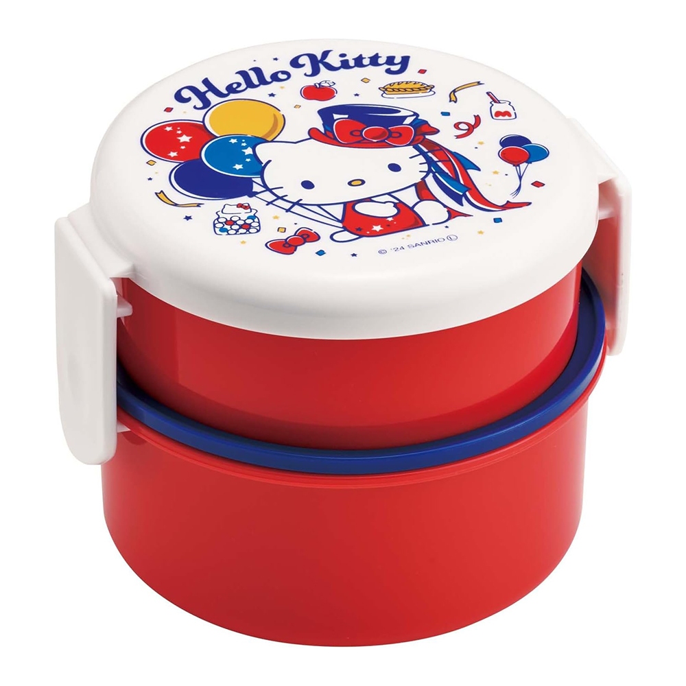 SKATER 三麗鷗 可微波圓形雙層便當盒 (附叉子) Hello Kitty 50周年 S68185