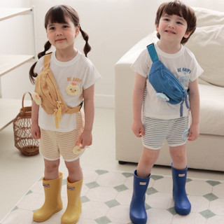 正韓童裝🇰🇷 夏季新品 韓國代購Coco rabbit可愛立體動物條紋套裝set(附包包) 手足穿搭