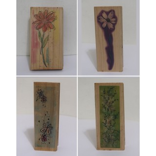 Hampton Art Stamps 藝術木頭印章：水彩雛菊/水彩花朵/藤蔓邊框/翩翩飛舞的蝴蝶