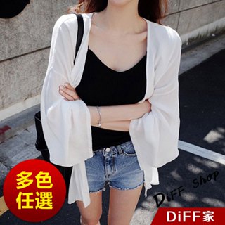 【DIFF】韓版寬鬆雪紡外套 防曬外套 上衣 女裝 衣服 薄外套 罩衫 小外套 短版外套 短版罩衫 透膚罩衫【J56】