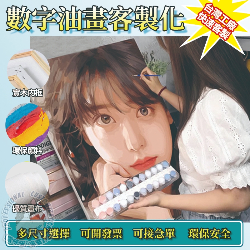 【雪咪喵專業訂製】diy數字油畫 客製化數字油畫 diy禮物 客製化禮物 情人節禮物 數字油畫 生日禮物 交換禮物 情侶