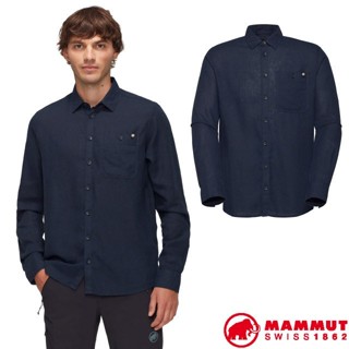 【MAMMUT 長毛象】男 透氣防曬混紡 長袖排汗襯衫 Alvra Summer 休閒上衣/海洋藍 01570