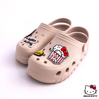 HELLO KITTY 女鞋 台灣出貨 2WAY洞洞鞋 懶人鞋 厚底拖鞋 厚底涼鞋 懶人鞋~924008卡其