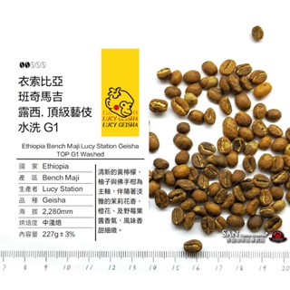 《香馥咖啡》衣索比亞 班奇馬吉 露西處理站 頂級藝伎 G1 水洗（中淺焙）咖啡豆