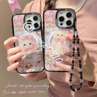 卡通 iPhone11 12 13 14 15 16 17 Pro max手機殼 蝴蝶結貓咪 magsafe磁吸支架手繩