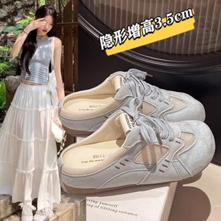 【闆娘推薦】👍女鞋 檸檬黃包頭拖鞋女 網面透氣德訓鞋 韓系百搭ins潮涼拖 懶人鞋 增高鞋 學生休閒鞋 勃肯鞋 涼拖鞋女