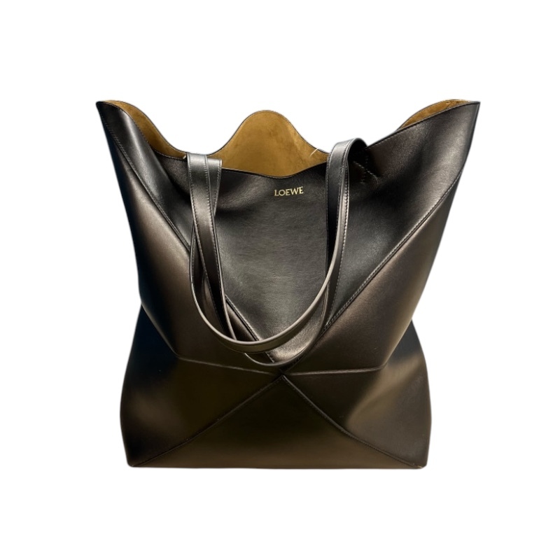 Loewe 亮面小羊皮 Puzzle XL 折疊托特包 黑色